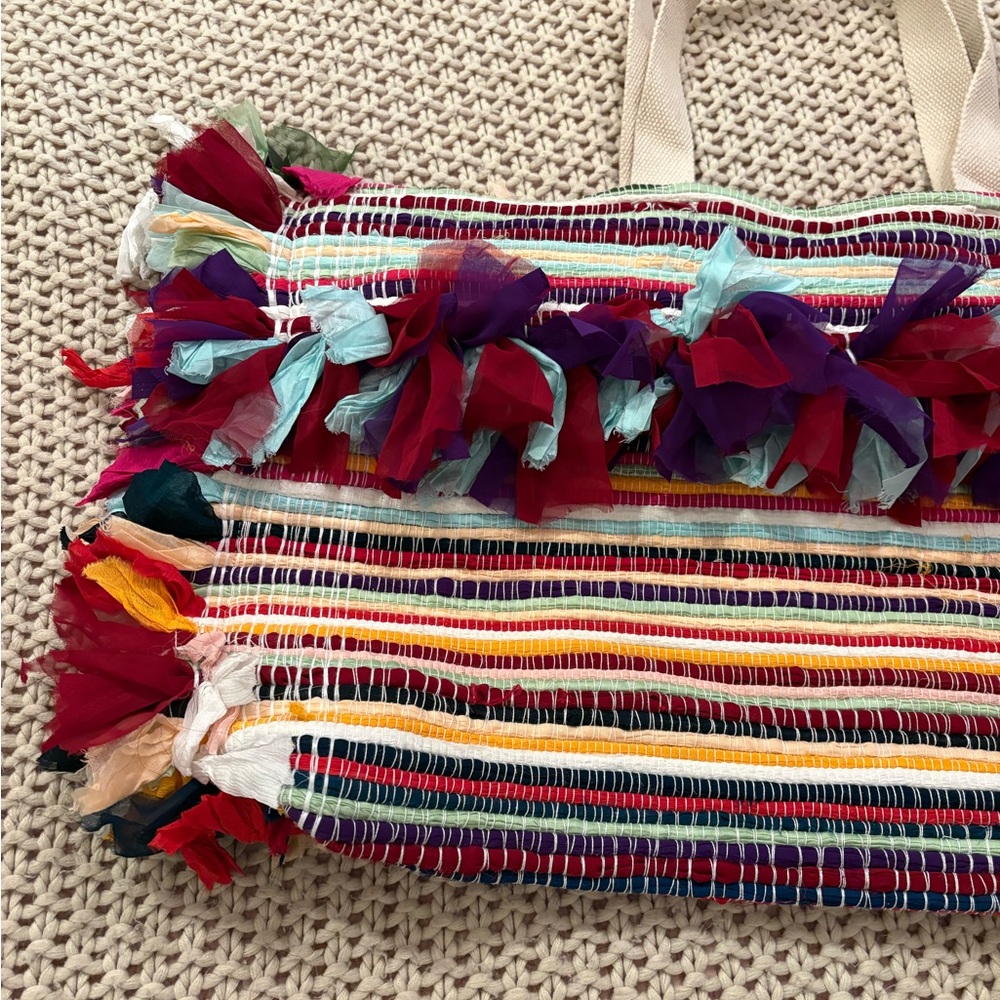 NWOT Raj Extra LargeMulticolor Striped Fringe Tote - Picture 8 of 12